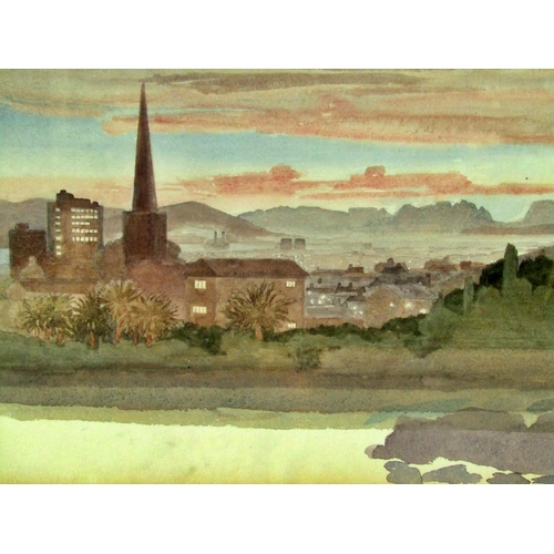 29 - Attributed to John Horder (20th century / contemporary) Capetown landscape, watercolour, loosely fra... 