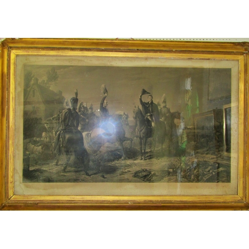 After Thomas Jones Barker, Wellington at Waterloo, 73 x 120 cm, in  moulded gilt frame