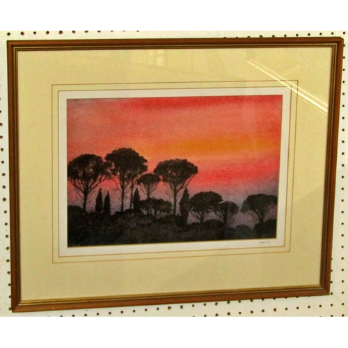 61 - Gordon Ellis (1921-1979) treeline at dusk, watercolour, signed in pencil to slip Gordon Ellis initia... 