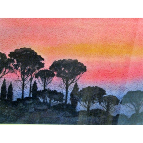 61 - Gordon Ellis (1921-1979) treeline at dusk, watercolour, signed in pencil to slip Gordon Ellis initia... 