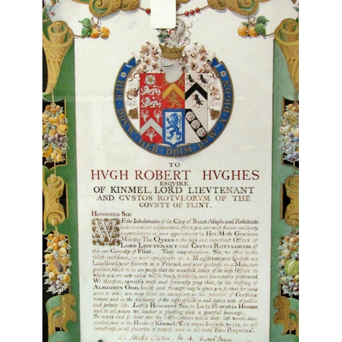 69 - 19th century appointment to office to Hugh Robert Hughes (1827-1911) of Kinmel, Lord Lieutenant and ... 