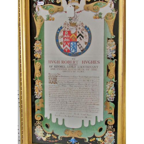 69 - 19th century appointment to office to Hugh Robert Hughes (1827-1911) of Kinmel, Lord Lieutenant and ... 