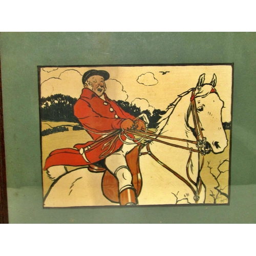 78 - Cecil Aldin (1870-1935) a series of five framed prints, figures on horse back, racing, chasing after... 