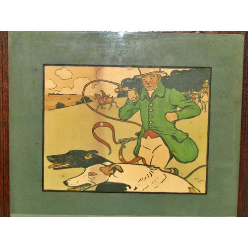 78 - Cecil Aldin (1870-1935) a series of five framed prints, figures on horse back, racing, chasing after... 