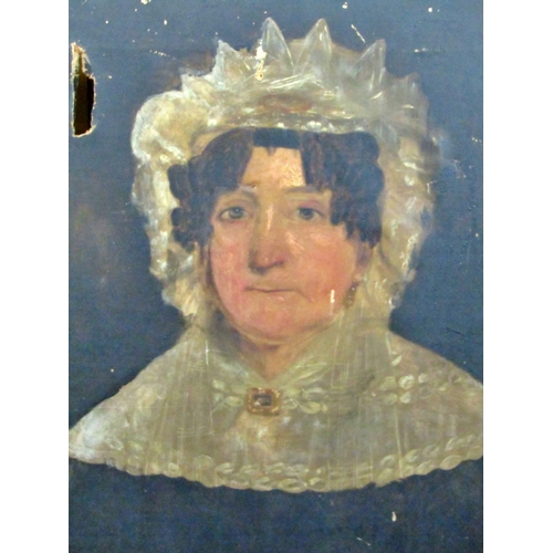 81 - 19th century English school, a half length portrait of a lady in white bodice, oil on canvas, af, un... 