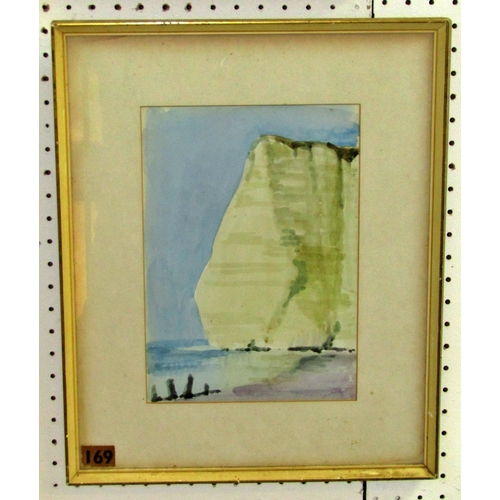 86 - Post war British School, study of a chalk coastal cliff face, possibly Cuckmere Haven, bearing a his... 