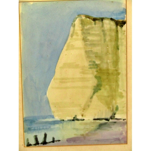 86 - Post war British School, study of a chalk coastal cliff face, possibly Cuckmere Haven, bearing a his... 