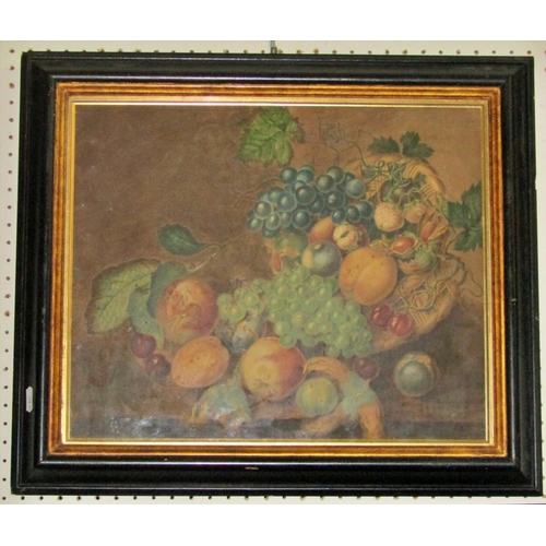 87 - An English 19th century watercolour, still life with fruit and nuts, watercolour 37 x 42 cm, framed ... 