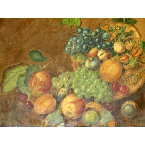 87 - An English 19th century watercolour, still life with fruit and nuts, watercolour 37 x 42 cm, framed ... 