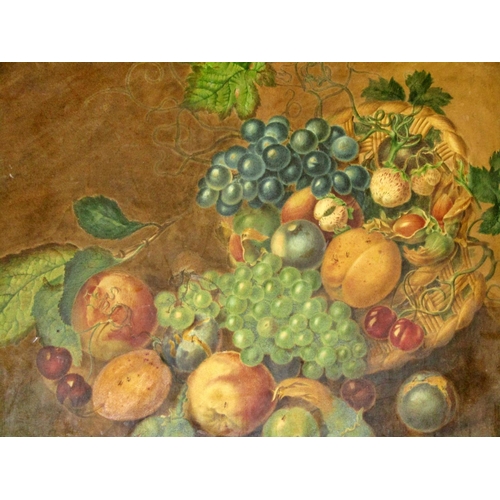 87 - An English 19th century watercolour, still life with fruit and nuts, watercolour 37 x 42 cm, framed ... 