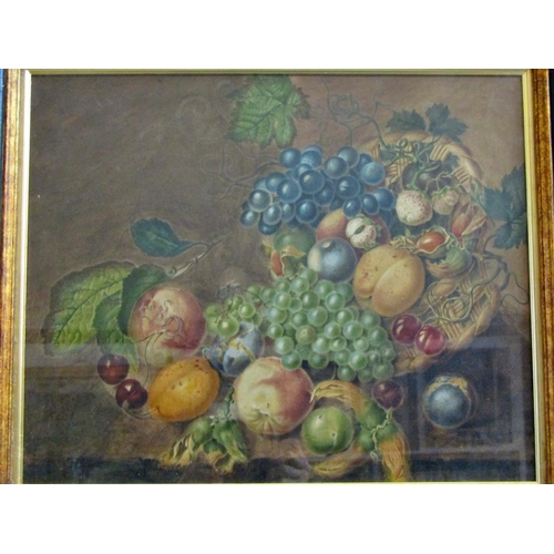 87 - An English 19th century watercolour, still life with fruit and nuts, watercolour 37 x 42 cm, framed ... 