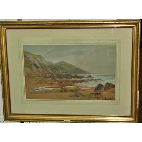 97 - Two late 19th/early 20th century watercolours, one detailing a beach scene with hilly coastline, 30 ... 