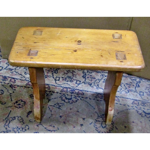 2262 - A small pine tablet-top stool, together with a further taller example with turned bobbin supports (2... 