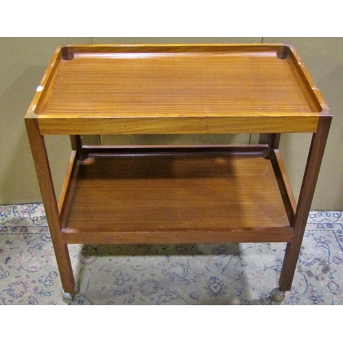 2283 - A G plan teakwood fold over top card table together with a G plan two tier tea trolley (2)