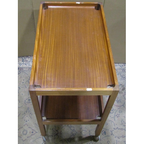 2283 - A G plan teakwood fold over top card table together with a G plan two tier tea trolley (2)