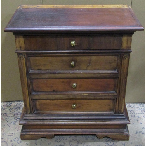 2292 - A small bedside chest of four drawers, composed from earlier reclaimed timbers, fitted throughout wi... 