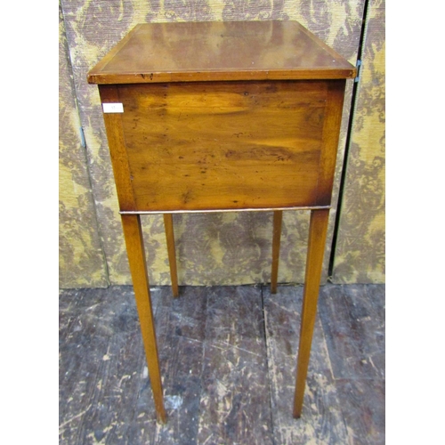 2731 - Small continental side table with two frieze drawers on square taper legs with simple marquetry inla... 