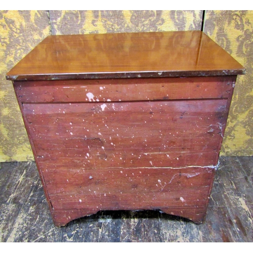 2732 - Small 19th century mahogany chest of four long drawers on swept supports, 69 cm wide