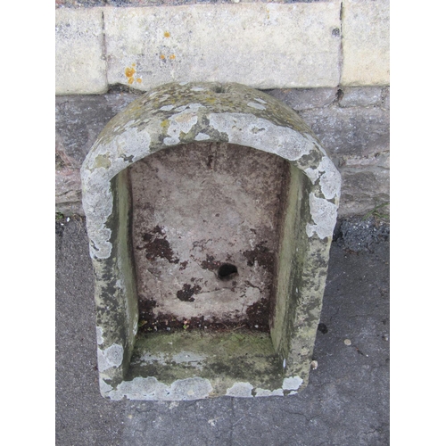 2097 - An old weathered Cotswold limestone D-end garden planter, 61 x 41 cm, together with a small limeston... 