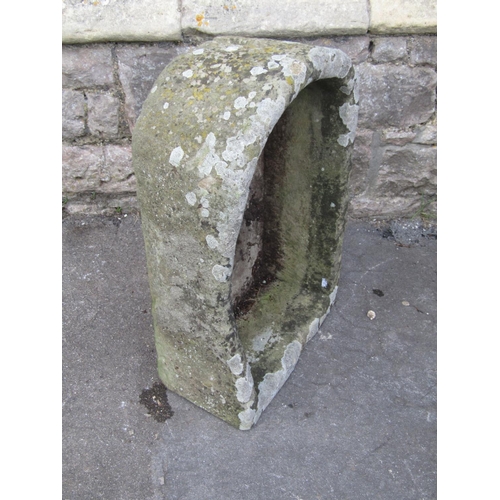 2097 - An old weathered Cotswold limestone D-end garden planter, 61 x 41 cm, together with a small limeston... 