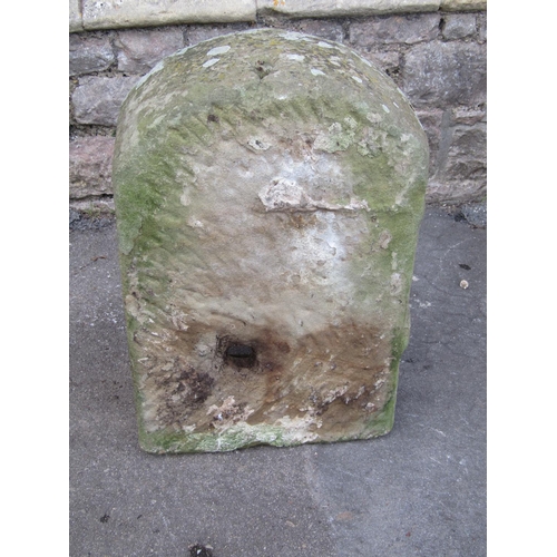 2097 - An old weathered Cotswold limestone D-end garden planter, 61 x 41 cm, together with a small limeston... 