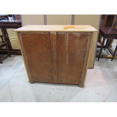 2225 - A old pale pine chest of two short and three long drawers, fitted with pressed clear glass handles, ... 