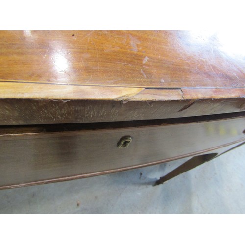 2266 - A very large 19th century bow-fronted mahogany sideboard, the banded top over an arrangement of draw... 