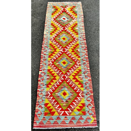 1783 - Chobi kilim runner with a central row of diamonds 206 x 62 cm approx