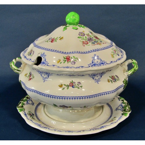 1030 - A Copeland Armorial part dinner service, comprising tureen and cover with stand, four graduated rect... 