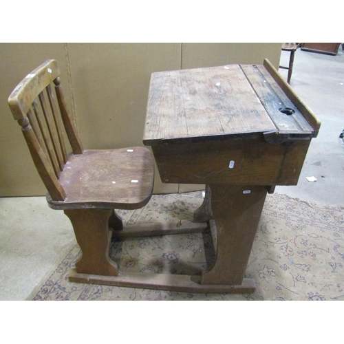 2184 - A pine and oak school desk