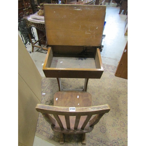 2184 - A pine and oak school desk