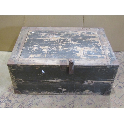 2185 - A pine WW2 period German ammunition case, with diagrams of aircraft to interior, 30 x 75 x 54cm