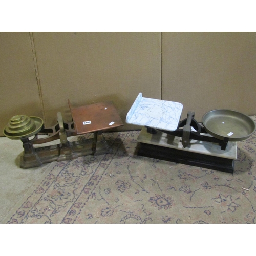 2189 - Two early 20th century table-top domestic / shop scale sets (2)