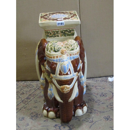 2191 - A Chinese style ceramic garden seat in the form of an elephant with sancai style glazed finish, 42cm... 