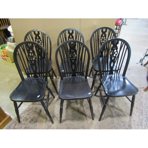 2243 - A set of six Windsor wheelback kitchen chairs (6)