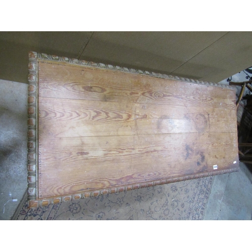 2248 - A stripped pine side / console table, the bevelled top with carved egg & dart border over a further ... 