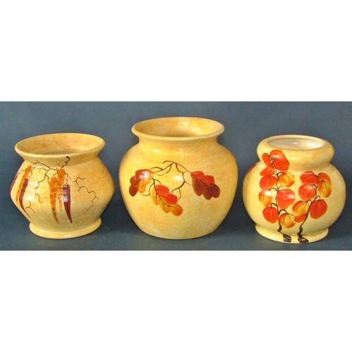 1095 - 10 various Radford pottery pieces, decorated with floral motifs, a jug decorated with a stylised pag... 