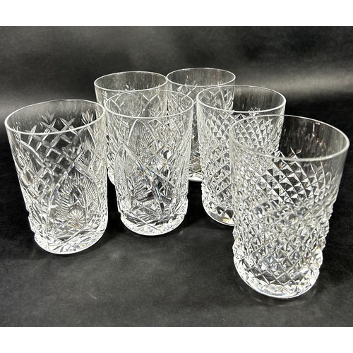 1147 - Six various Waterford crystal drinking glasses / beakers together with two Dublin crystal brandy bal... 