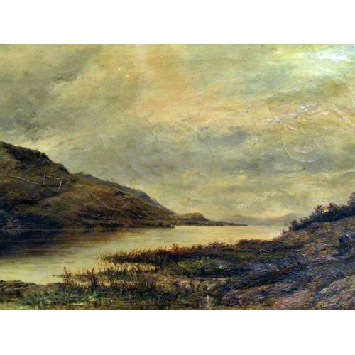 68 - 19th Century English School ‘W A Carter’
Highland landscape with loch beside hills, oil on canvas, s... 