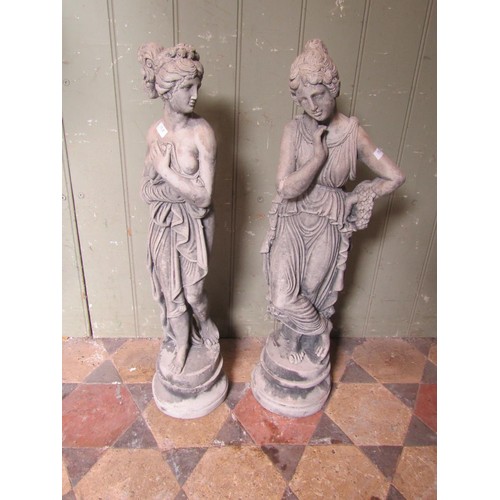 2100 - A pair contemporary composition stone figures, classical maidens, 64cm high