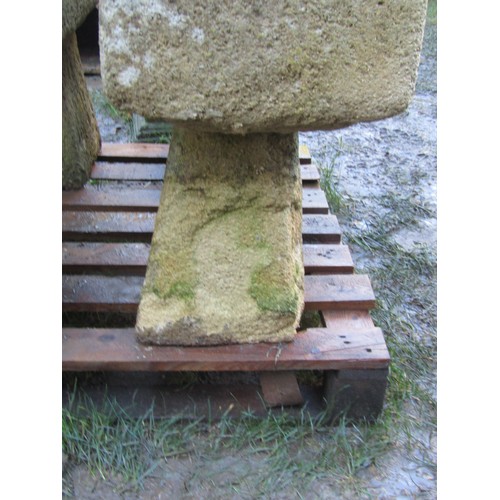 2072 - A large pair of weathered reconstituted limestone planters of rectangular form, 26cm high, 91 x 33cm... 