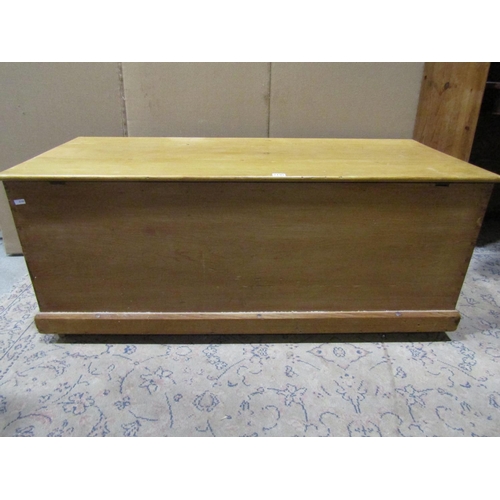 2195 - A large pale pine linen trunk / coffer, with brass carrying handles, 51cm high, 25 x 55cm.