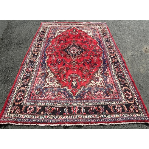 1821 - Antique Persian Sarough hand made wool rug, 7x10 ft Made in the town of Sarough (aka Sarouk) in Iran... 