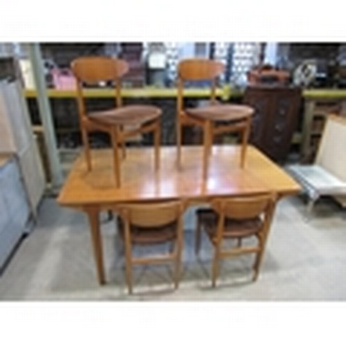 2259 - A mid 20th century Macintosh teak extending dining table (160 x 92cm, closed) together with six asso... 