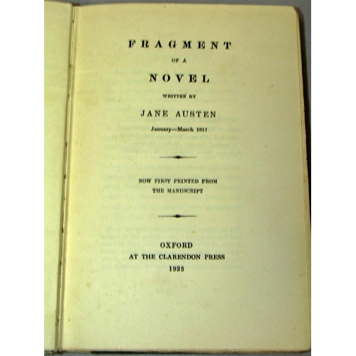 208 - Jane Austen, Lady Susan and Sanditon, both reprints from the manuscript, Clarendon Press, 1925, toge... 