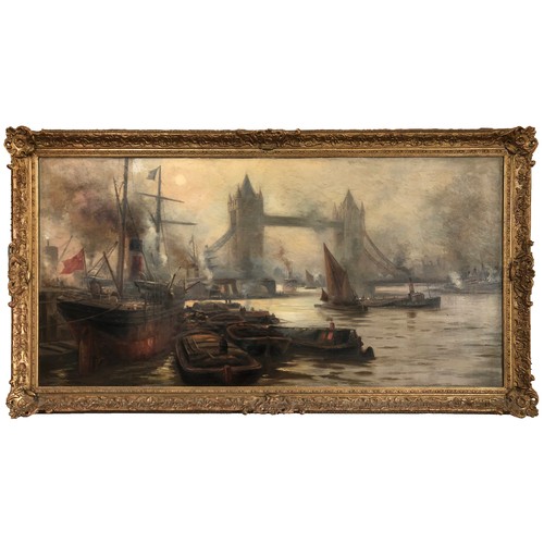 100 - Attributed to Edward Henry Eugene Fletcher (1857-1945) - The Pool of London with Steam Boats and Tow... 