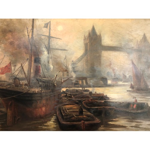 100 - Attributed to Edward Henry Eugene Fletcher (1857-1945) - The Pool of London with Steam Boats and Tow... 