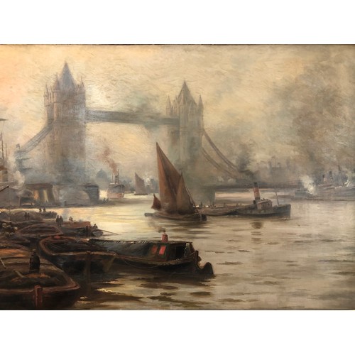 100 - Attributed to Edward Henry Eugene Fletcher (1857-1945) - The Pool of London with Steam Boats and Tow... 