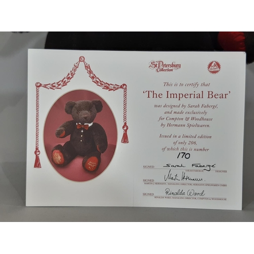 344 - 'Imperial Teddy Bear' limited edition 170/206, designed by Sarah Fabergé and made by Hermann Spielwa... 