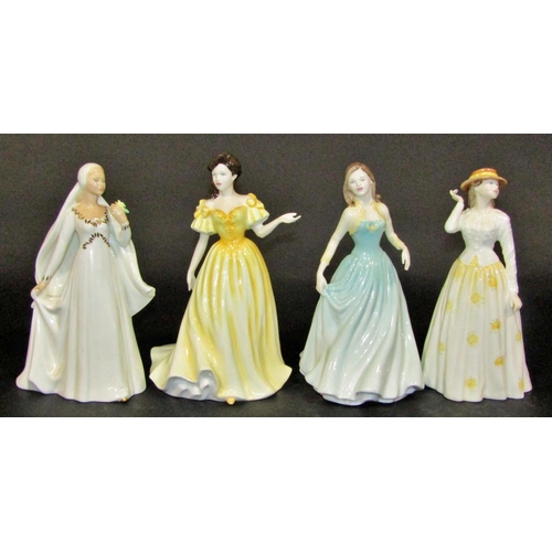 1064 - 27 Doulton, Coalport, Royal Dux, and Worcester figures, all female in full length gowns